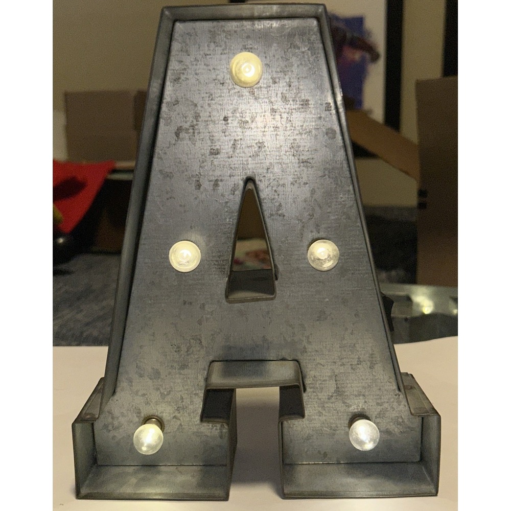 B-A-R Marquee Letter Light Signs Made of Galvanized Metal Industrial Style - Picture 10 of 16